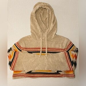 American Eagle Outfitters Baja Hoodie, size Small, tan w colored pattern